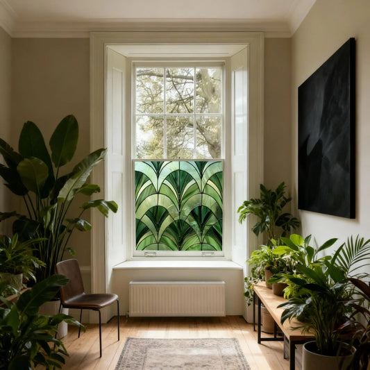 Art Deco Privacy Window Film: Stained Glass Style, Custom Size Creative Windows
