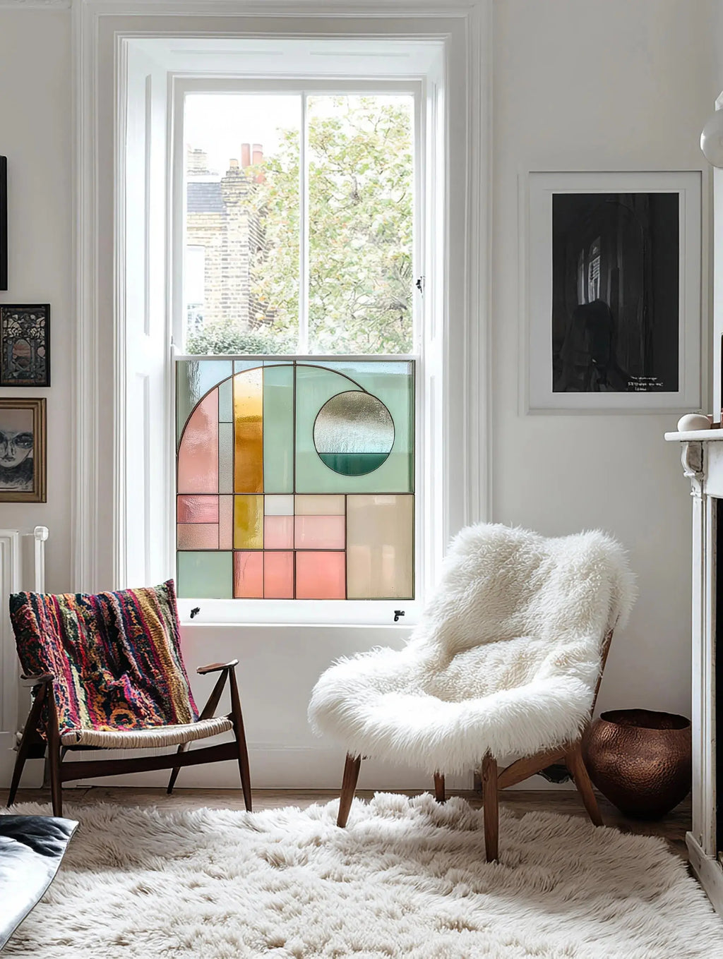 Contemporary Stained Glass Privacy Film