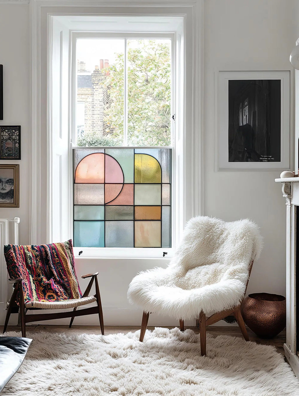 Abstract Pastel Privacy Window Film