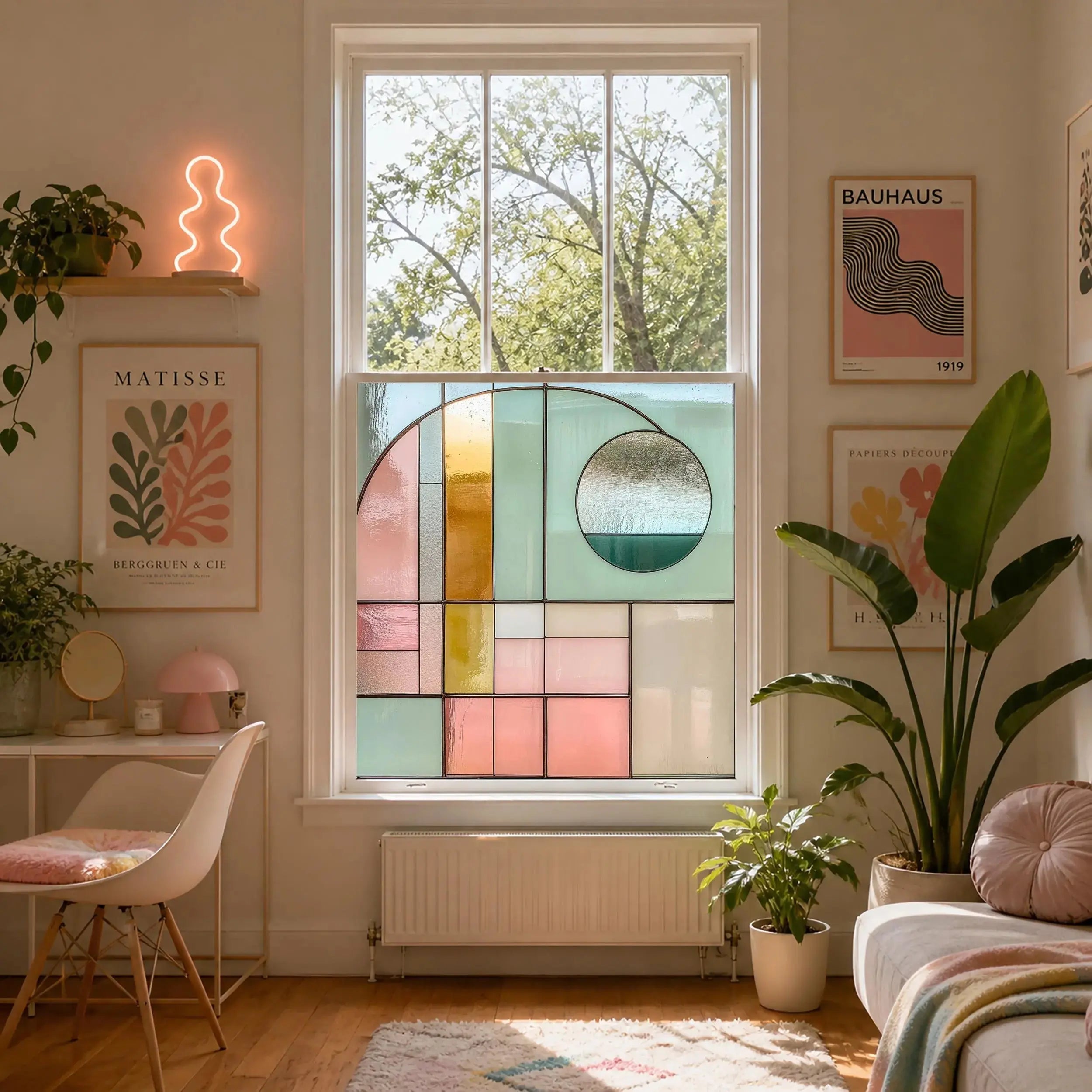 Contemporary Stained Glass Privacy Film