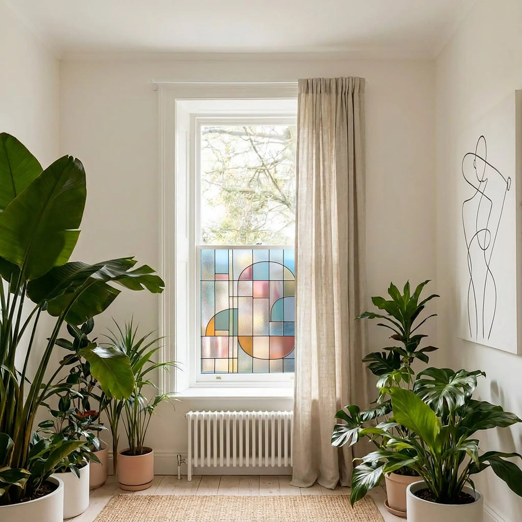 Stained Glass Window Film | Privacy Window Film | Pastel Geometric