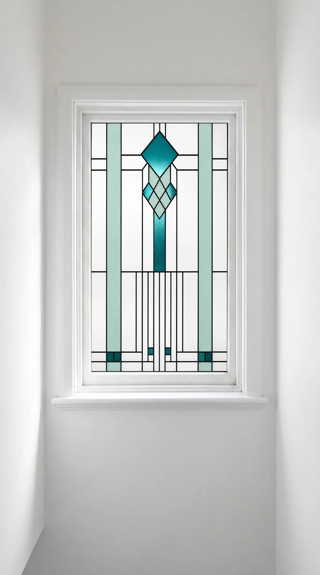 Art Deco Stained Glass Film – Geometric Privacy Window Design