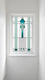 Art Deco Stained Glass Film – Geometric Privacy Window Design