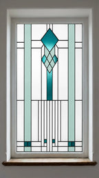 Art Deco Stained Glass Film – Geometric Privacy Window Design
