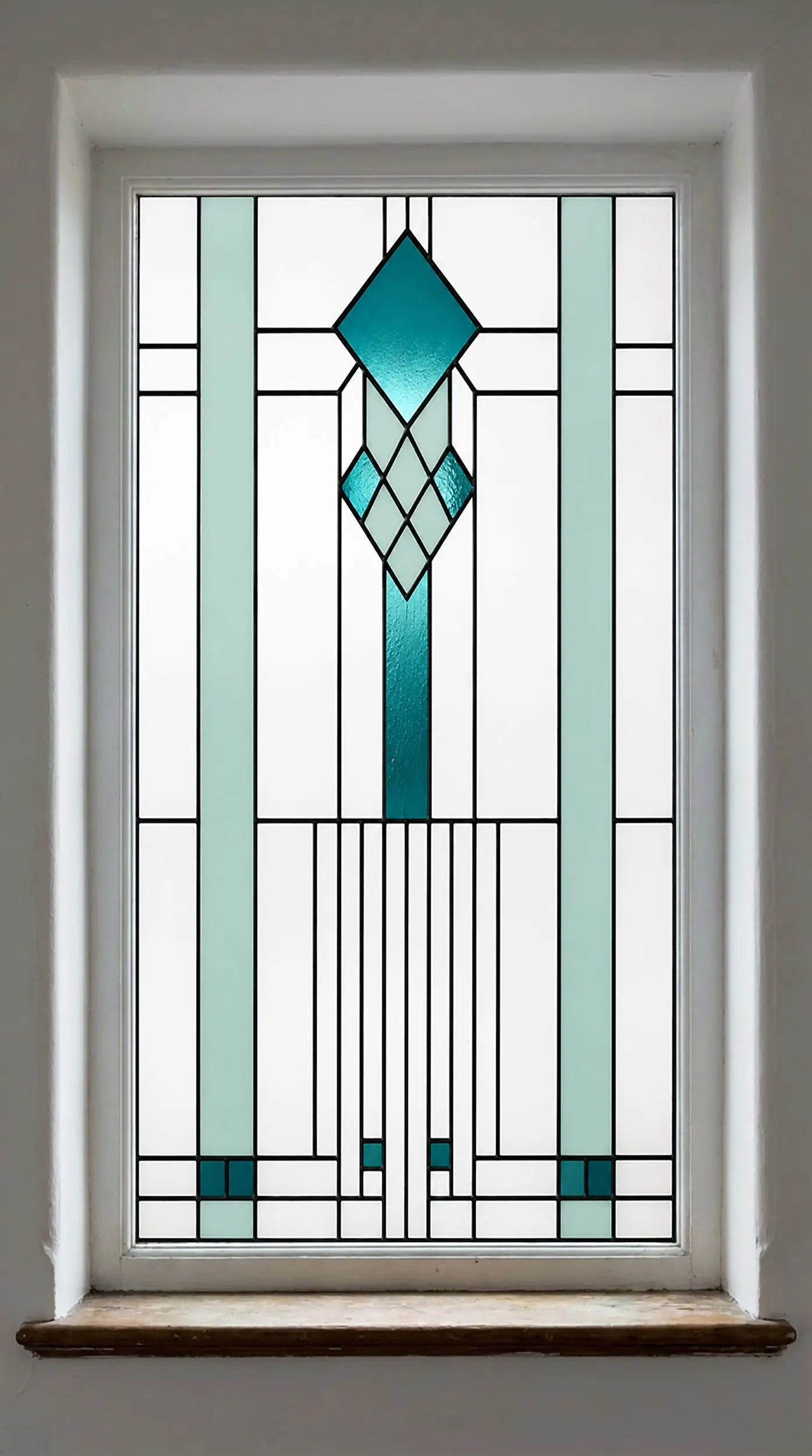 Art Deco Stained Glass Film – Geometric Privacy Window Design