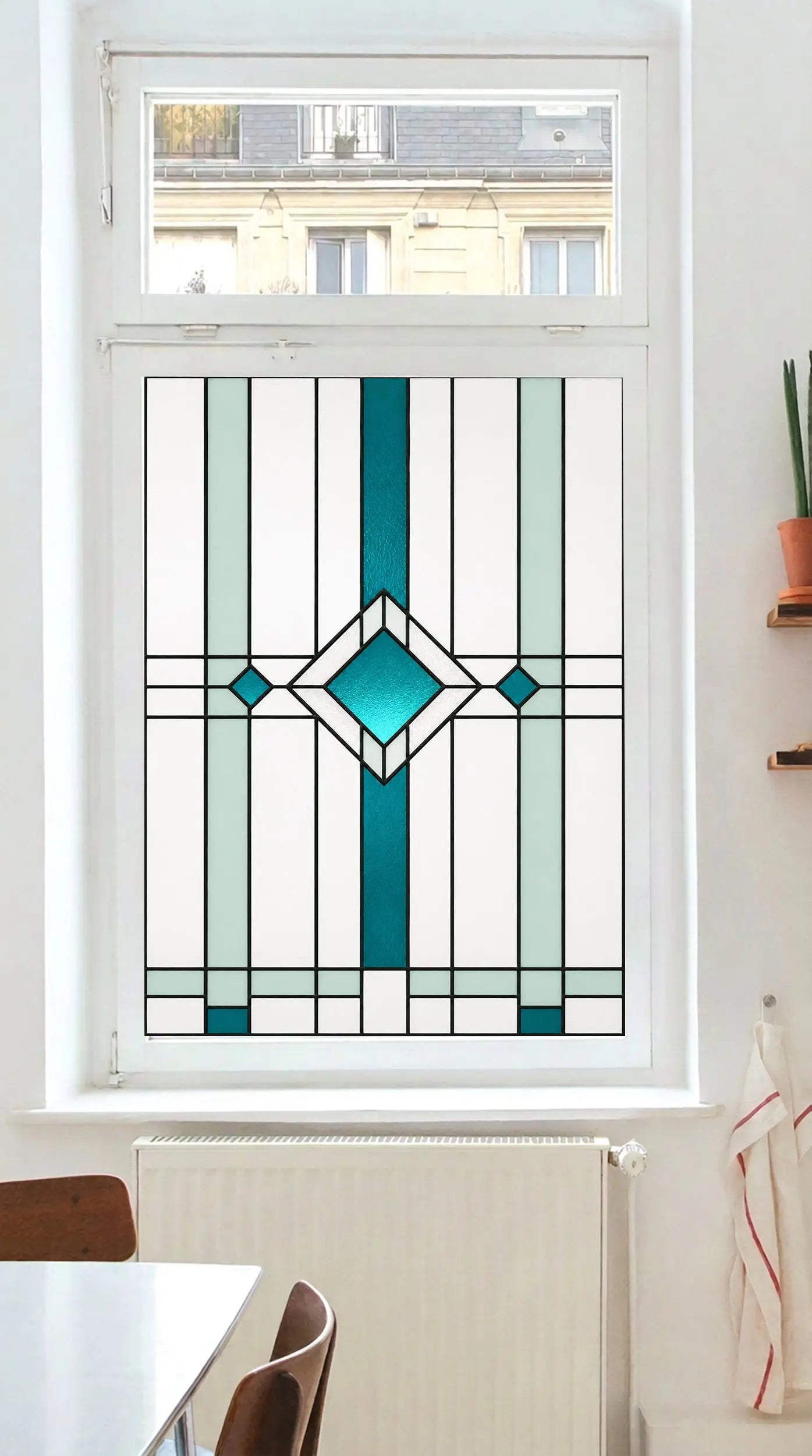 Art Deco Geometric Window Film – Stained Glass Privacy Design