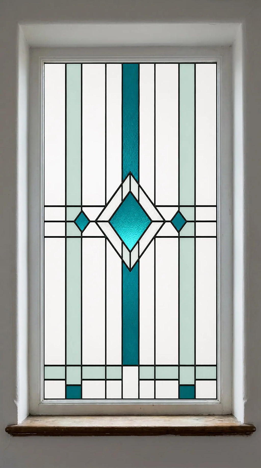 Art Deco Geometric Window Film – Stained Glass Privacy Design