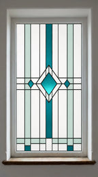 Art Deco Geometric Window Film – Stained Glass Privacy Design