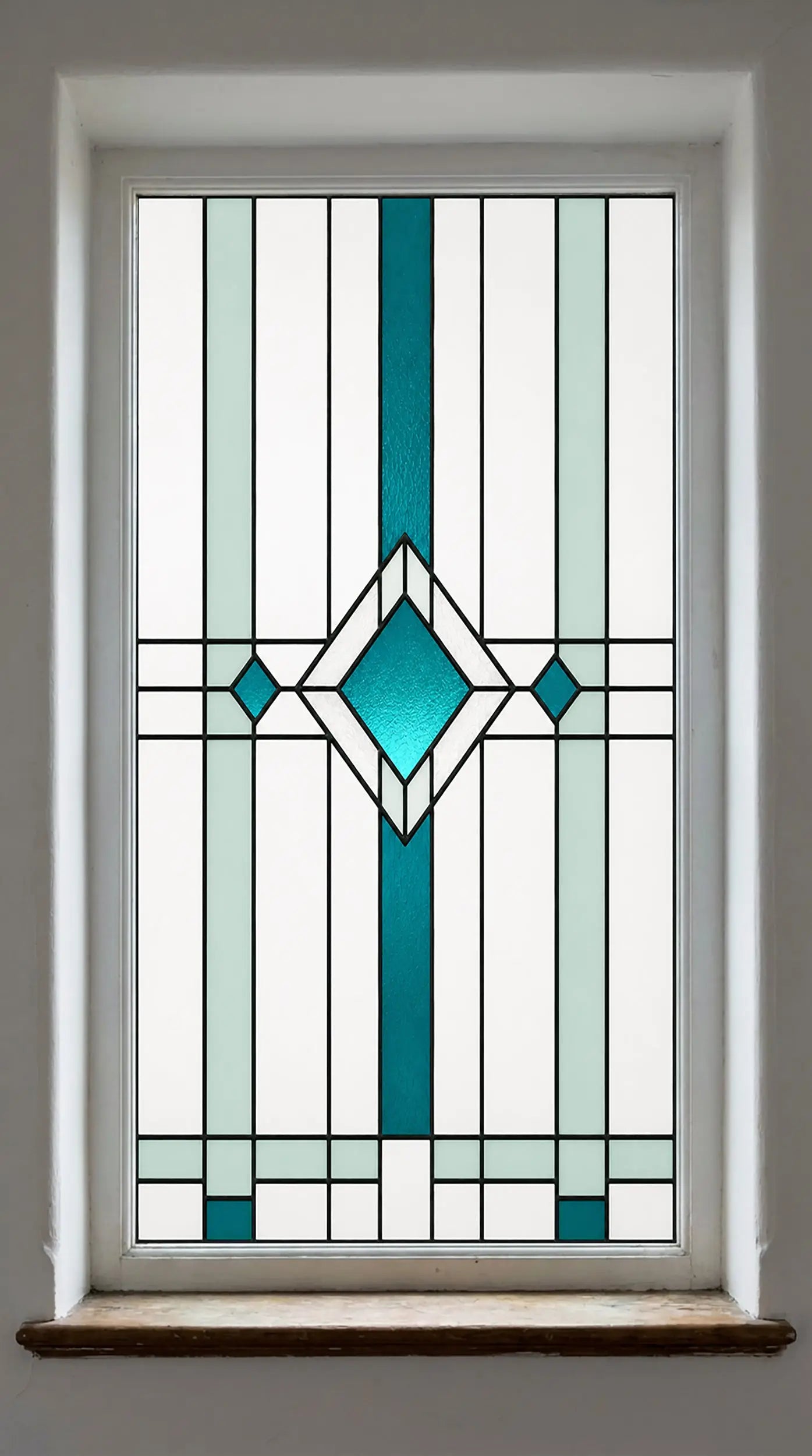 Art Deco Geometric Window Film – Stained Glass Privacy Design
