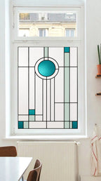 Art Deco Privacy Window Film – Geometric Stained Glass Design