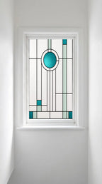 Art Deco Privacy Window Film – Geometric Stained Glass Design