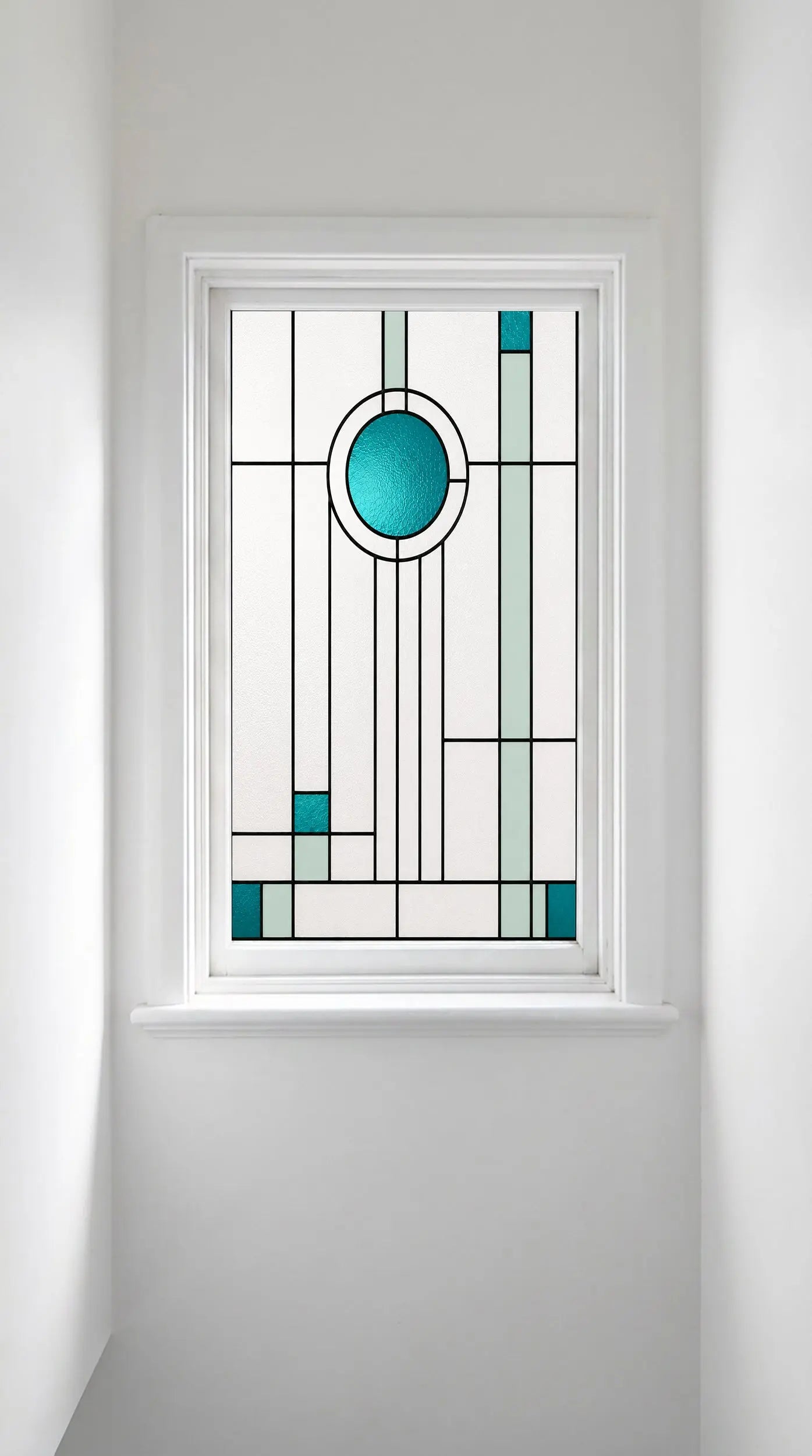 Art Deco Privacy Window Film – Geometric Stained Glass Design