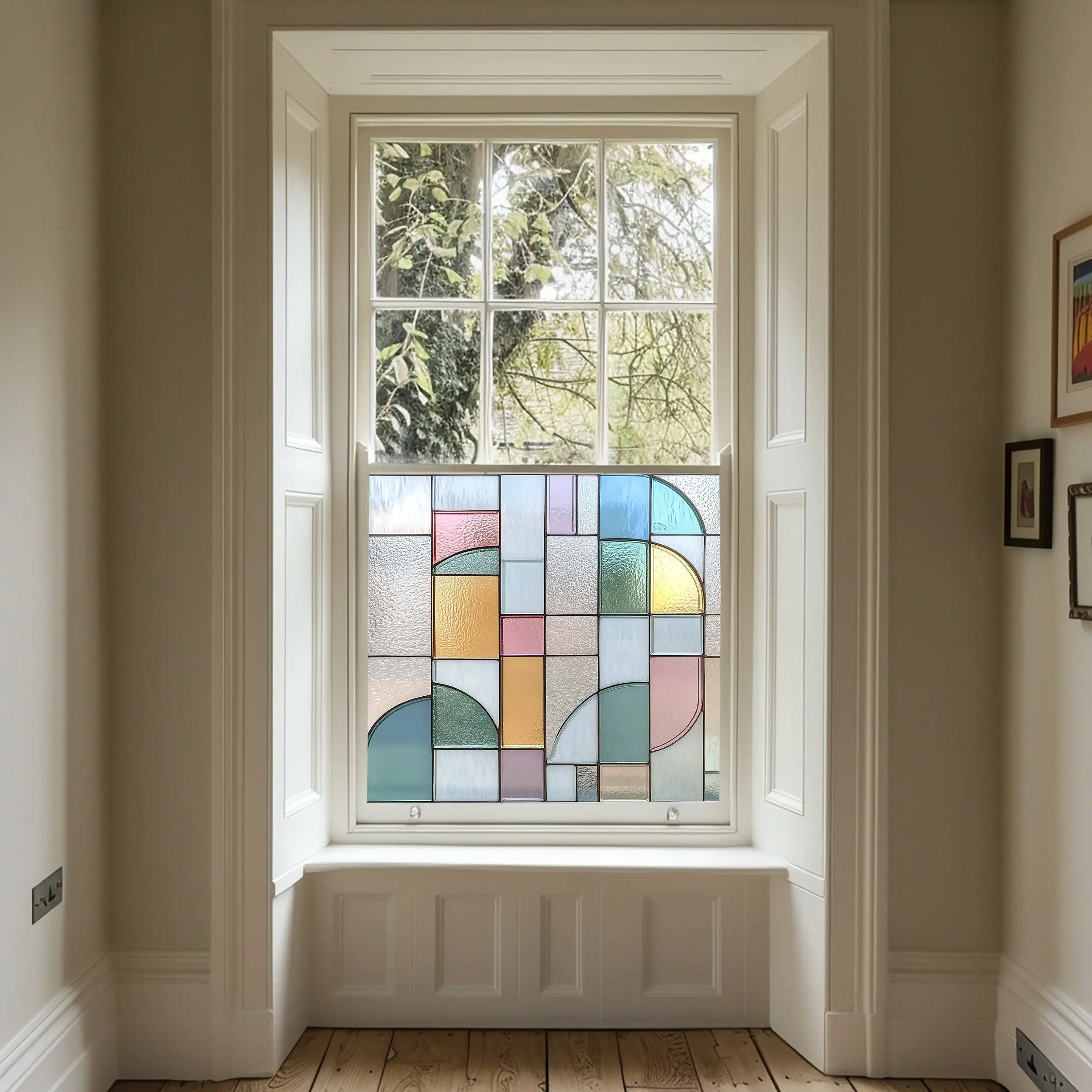 Stained Glass Window Film | Privacy Window Film | Modern Geometric
