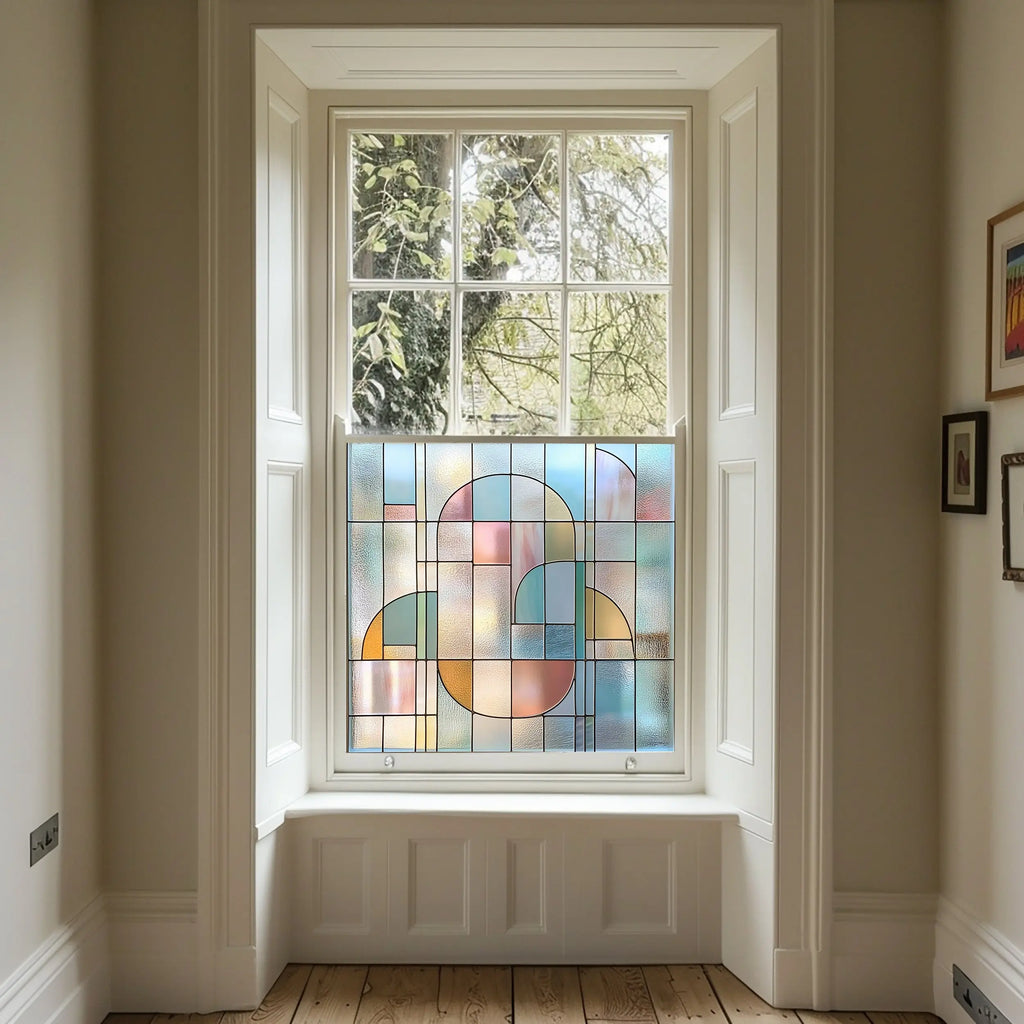 Stained Glass Window Film | Privacy Window Film | Pastel Geometric