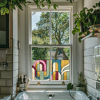 Mid Century Stained Glass Window Film – Modern Privacy Design