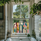 Abstract Privacy Stained Glass Window Film