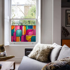 Retro Stained Glass Window Film – Bold Geometric Privacy Design