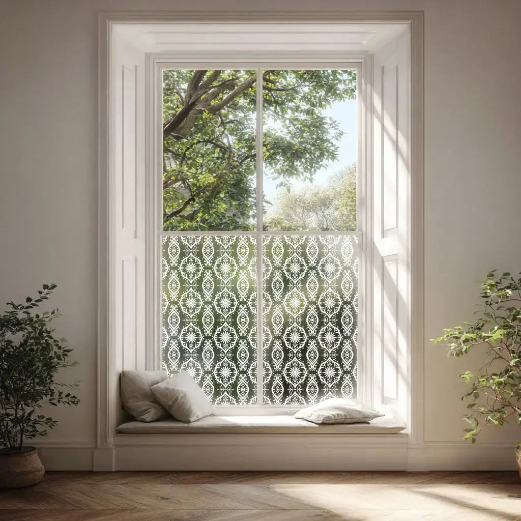 Frosted privacy window film for front door glass – Adelsheim decorative window cling